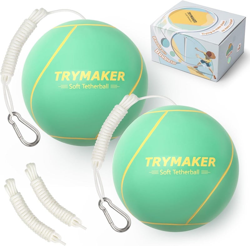 Trymaker Tetherball, Tether Balls and Rope Set for Blue and Green, Replacement Tetherball for Adults Backyard Outdoors… - Image 1